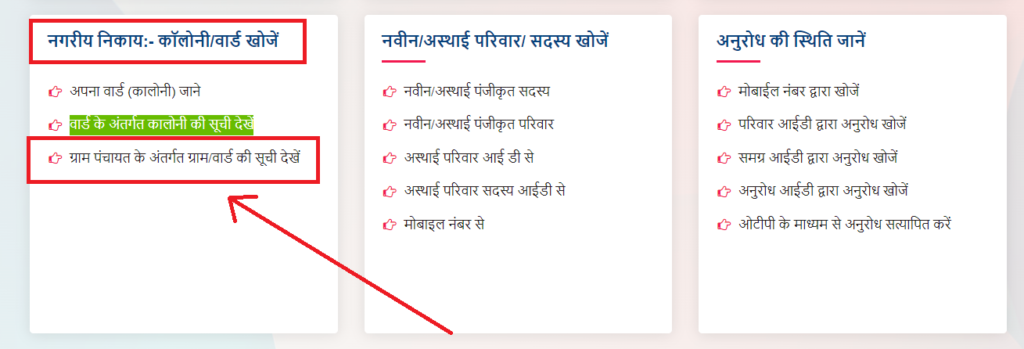Samagra Portal पर Colony Ward Search करे